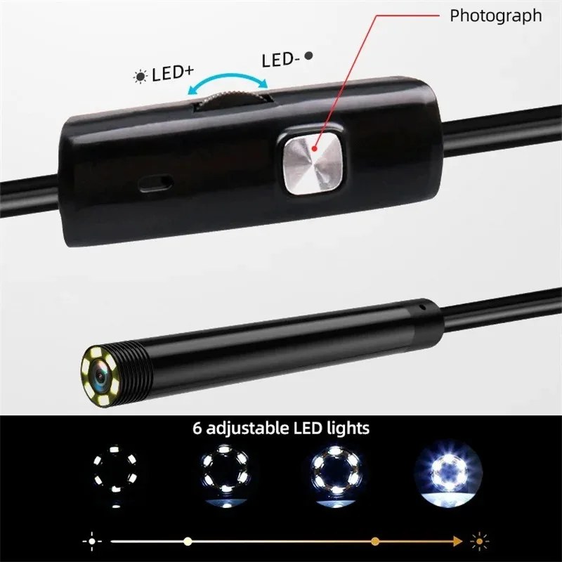 3-in-1 USB Inspection Camera - 7mm Waterproof Borescope with 6 LEDs view 5